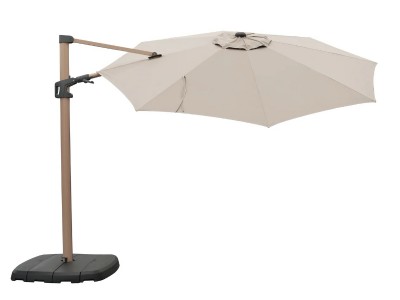Kettler 3m Round Free Arm Parasol (Wood Effect) - Stone