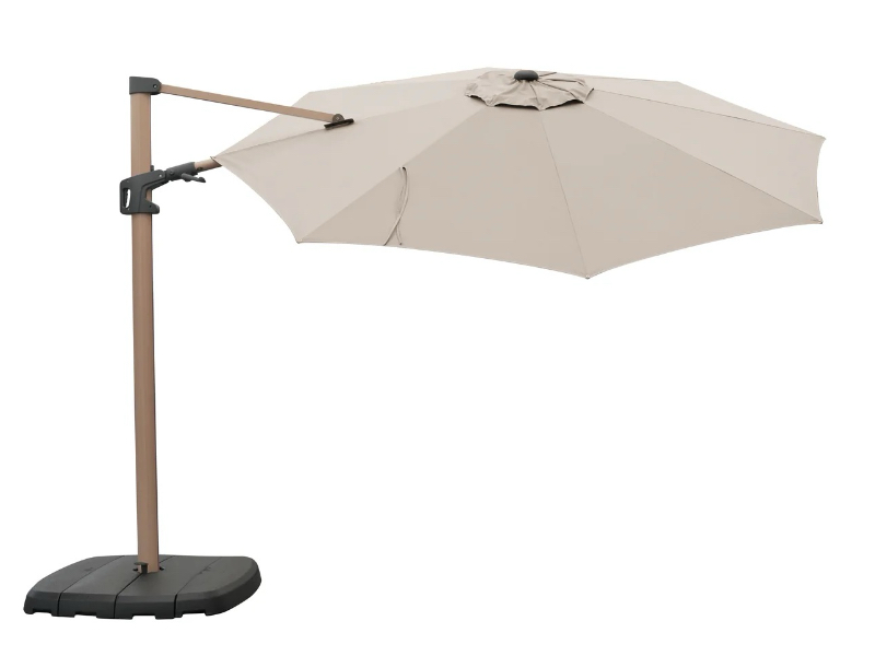 Kettler 3m Round Free Arm Parasol (Wood Effect) - Stone