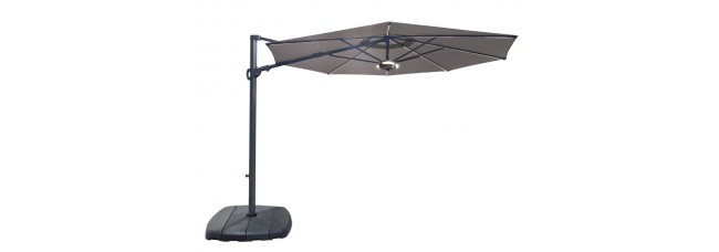 Kettler 3.3m Free Arm Dual Tilt Parasol with LED lights and Wireless Speaker