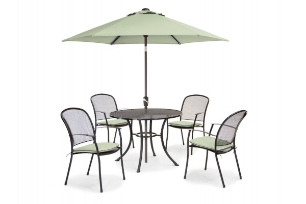 Kettler Caredo 4 Seater Set with Cushions, Parasol and Base - Sage