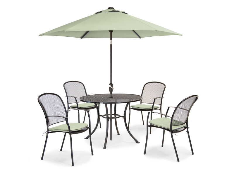 Kettler Caredo 4 Seater Set with Cushions, Parasol and Base - Sage