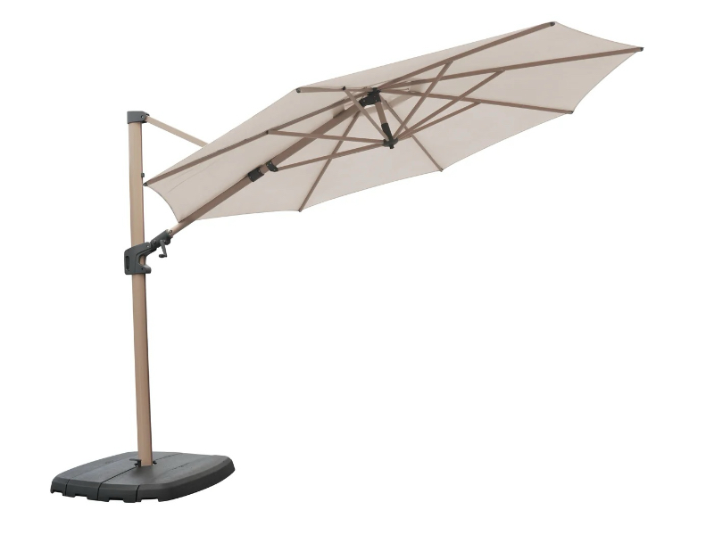 Kettler 3m Round Free Arm Parasol (Wood Effect) - Stone
