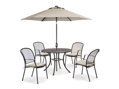Kettler Caredo 4 Seater Set with Cushions and Parasol - Stone