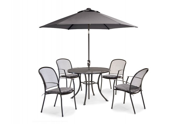 Kettler Caredo 4 Seater Set with Cushions and Parasol - Slate