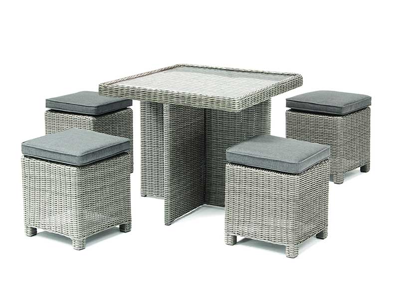 Kettler Palma Cube Set with Glass Top Table - Whitewash