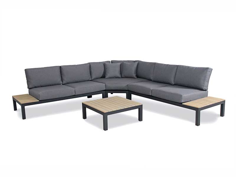 Kettler Elba Low Lounge Large Corner Set with Coffee Table - Grey