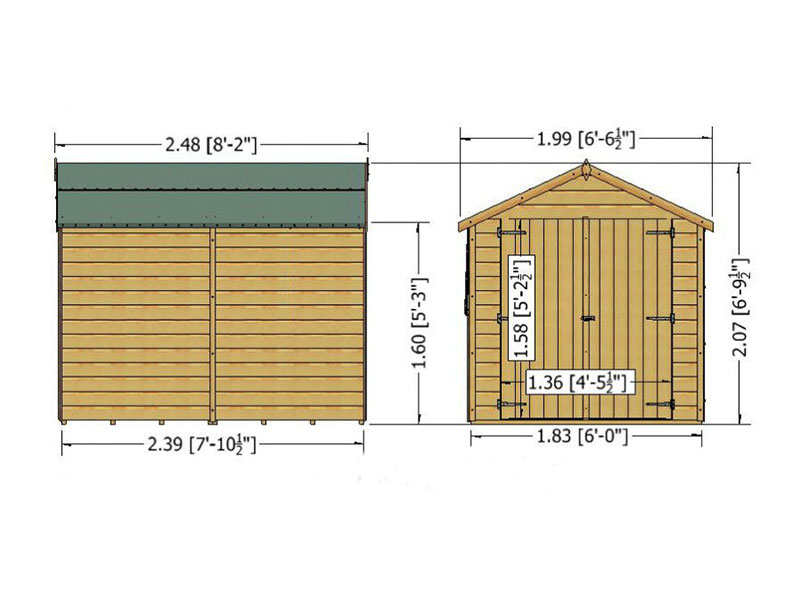 Shire 8x6 Overlap Double Door Shed