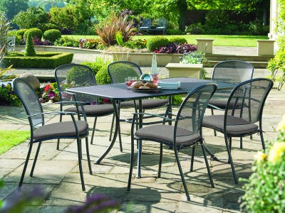 Kettler Caredo 6 Seater Set with Cushions, Parasol and Base - Slate