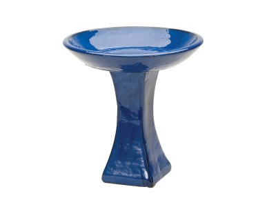 Apta Glazed Bird Bath - Classic Blue