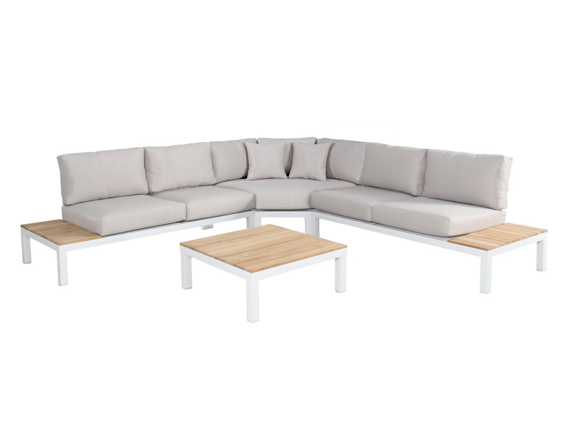 Kettler Elba Low Lounge Large Corner Set with Coffee Table - White