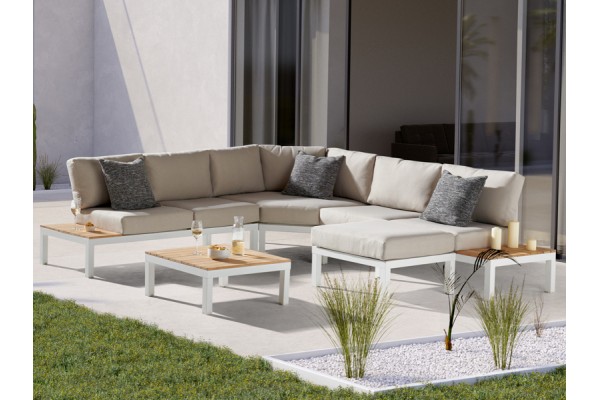 Kettler Elba Low Lounge Large Corner Set with Coffee Table - White