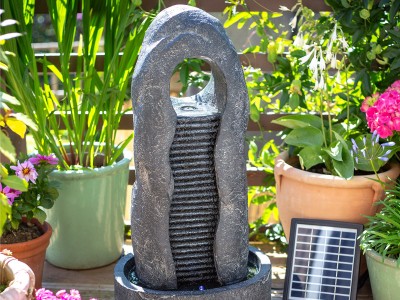 Rippled Monolith Solar Powered Water Feature