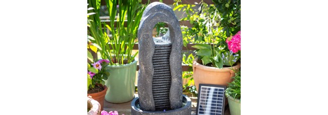 Rippled Monolith Solar Powered Water Feature