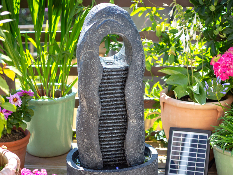 Rippled Monolith Solar Powered Water Feature