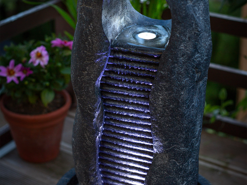 Rippled Monolith Solar Powered Water Feature