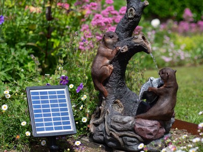 Woodland Otters Solar Powered Water Feature