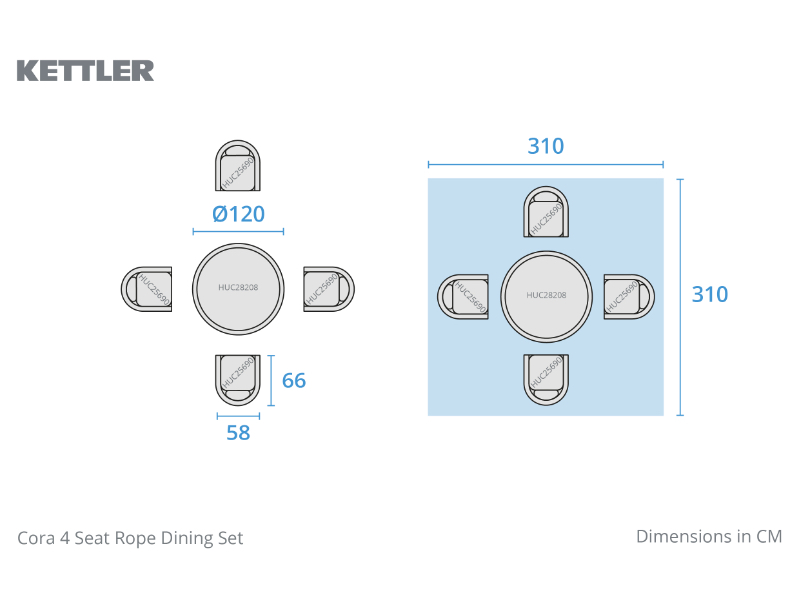 Kettler Cora 4 Seat Dining Set