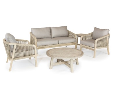Kettler Cora 2 Seat Lounge Set with Coffee Table - Acacia Wood (Pre-Order)