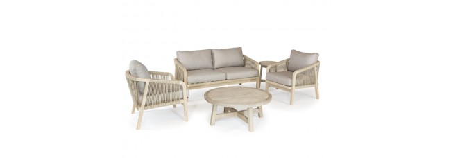 Kettler Cora 2 Seat Lounge Set with Coffee Table - Acacia Wood (Pre-Order)