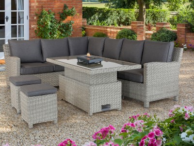 Kettler Palma Signature Corner Set (RH) with High/Low Table - Whitewash