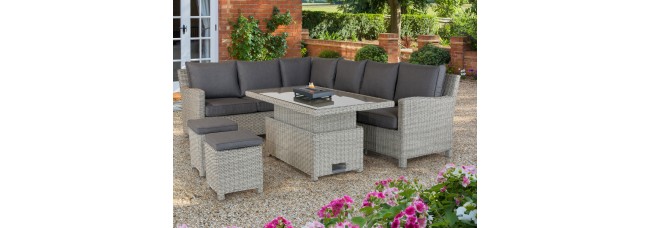 Kettler Palma Signature Corner Set (RH) with High/Low Table - Whitewash