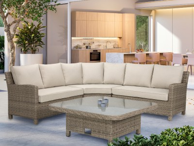 Kettler Palma Signature Grande Corner Set with High/Low Table - Oyster