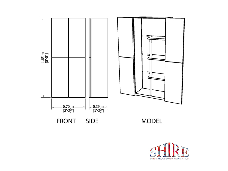 Shire Large Storage Cupboard with Shelves and Broom Storage