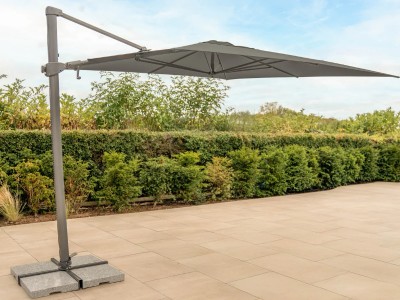 Kettler Luna 3m Square Cantilever Parasol with Granite Base & Night Cover