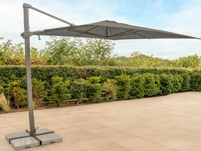 Kettler Luna 3m Square Cantilever Parasol with Granite Base & Night Cover