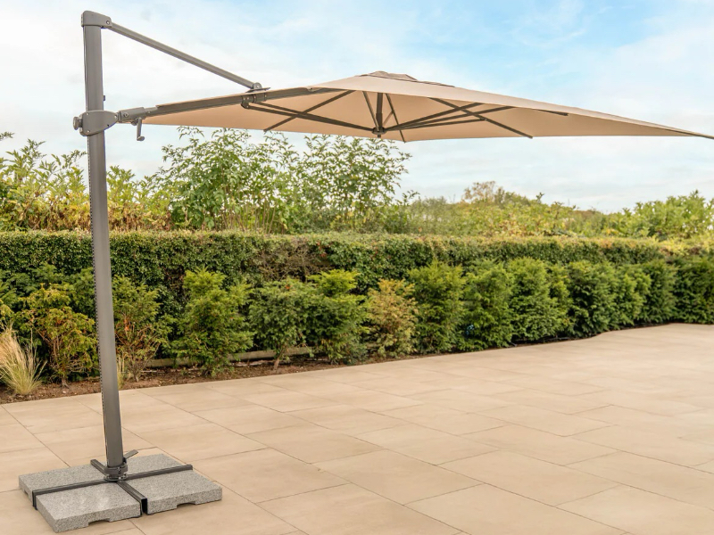 Kettler Luna 3m Square Cantilever Parasol with Granite Base & Night Cover