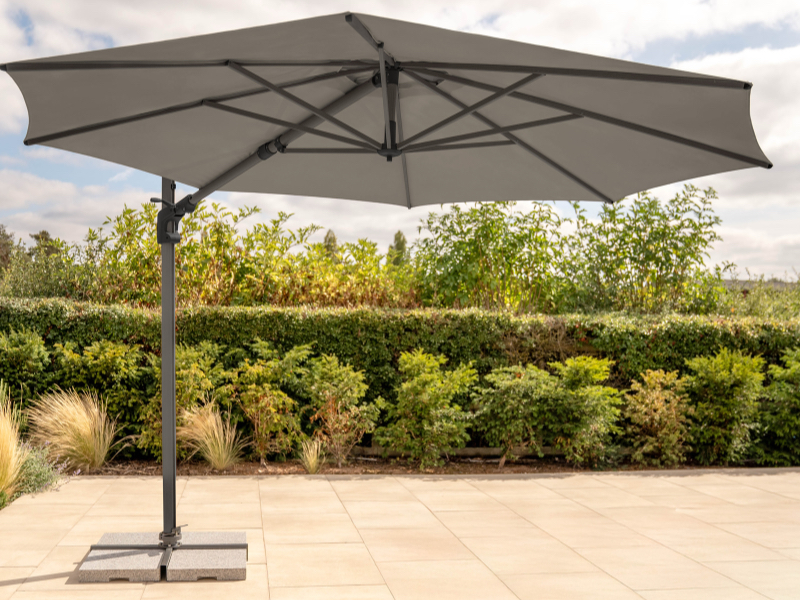Kettler Luna 3m Round Cantilever Parasol in Taupe with Granite Base & Night Cover Kettler Luna 3m Round Cantilever Parasol in Taupe with Granite Base & Night Cover