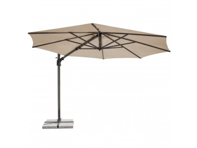 Kettler Luna 3m Round Cantilever Parasol in Stone with Granite Base & Night Cover