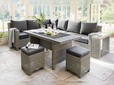 Kettler Palma Corner Set (RH) with Table - Whitewash