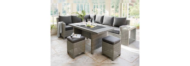 Kettler Palma Corner Set (RH) with Table - Whitewash