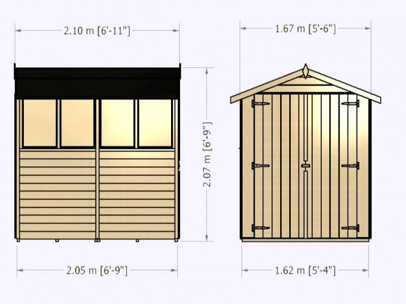 Shire 7x5 Overlap Double Door Shed with Window