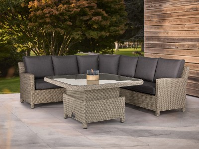 Kettler Palma Signature Grande Corner Set with High/Low Table - Whitewash