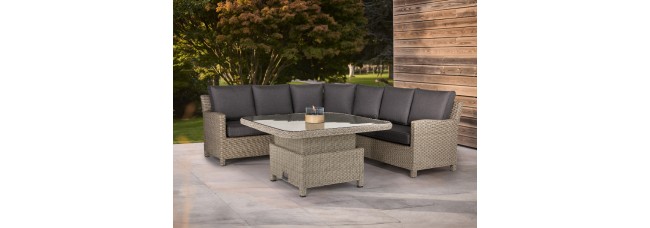 Kettler Palma Signature Grande Corner Set with High/Low Table - Whitewash