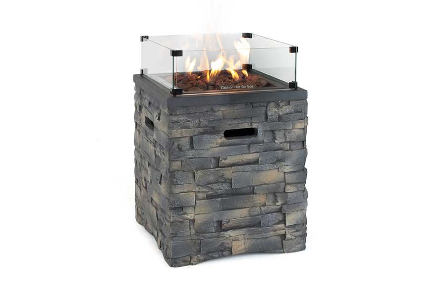 Kettler freestanding stone effect gas fire pit with glass surround