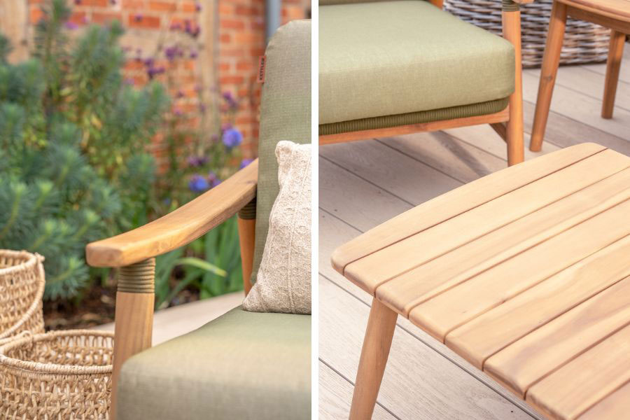 Detail images of Kettler Meadow acacia wood garden furniture