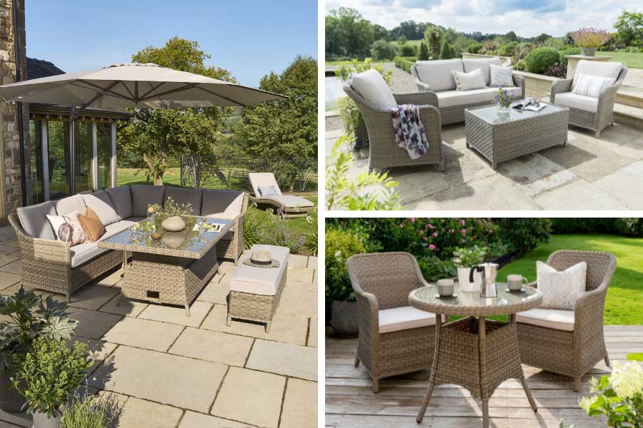 A selection of luxury Kettler Charlbury Signature rattan garden lounge and dining sets