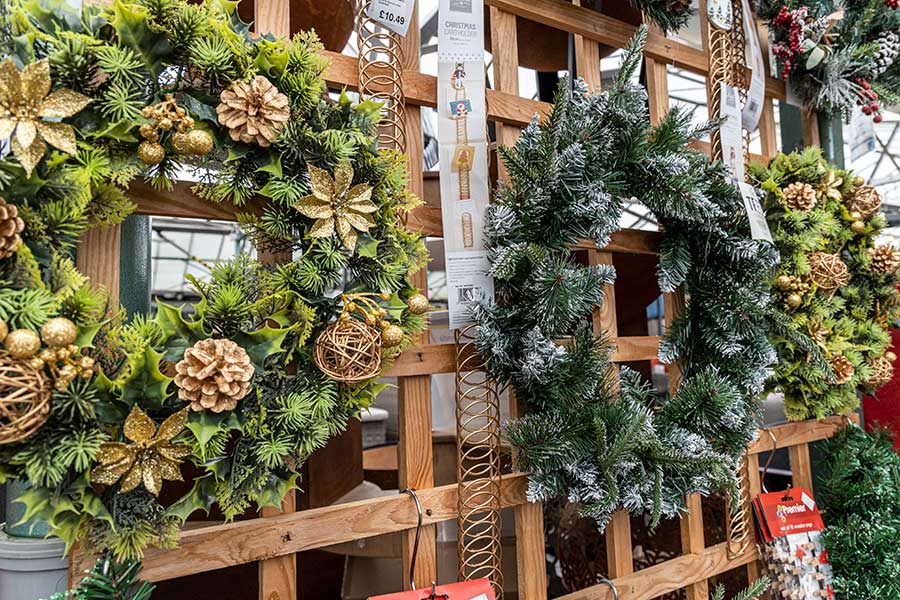 A lovely selection of festive wreaths on display at Oxford Garden Centre