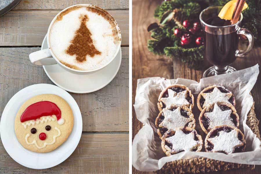 Images of festive theme food and drinks available from Oxford Garden Centre and their cafe
