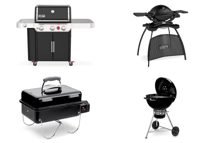 A selection of Weber gas and charcoal BBQs