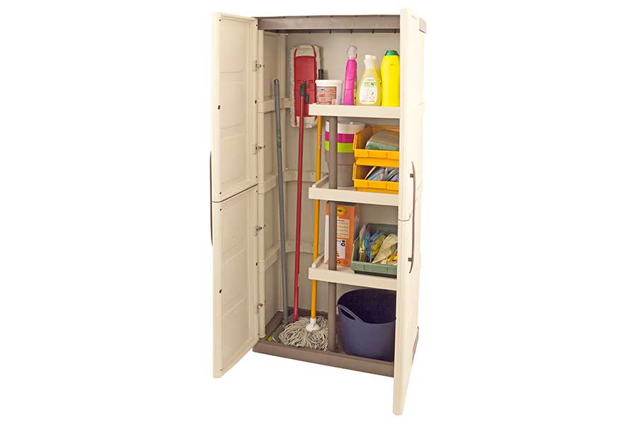 Shire Large Storage Cupboard with Shelves and Broom Storage