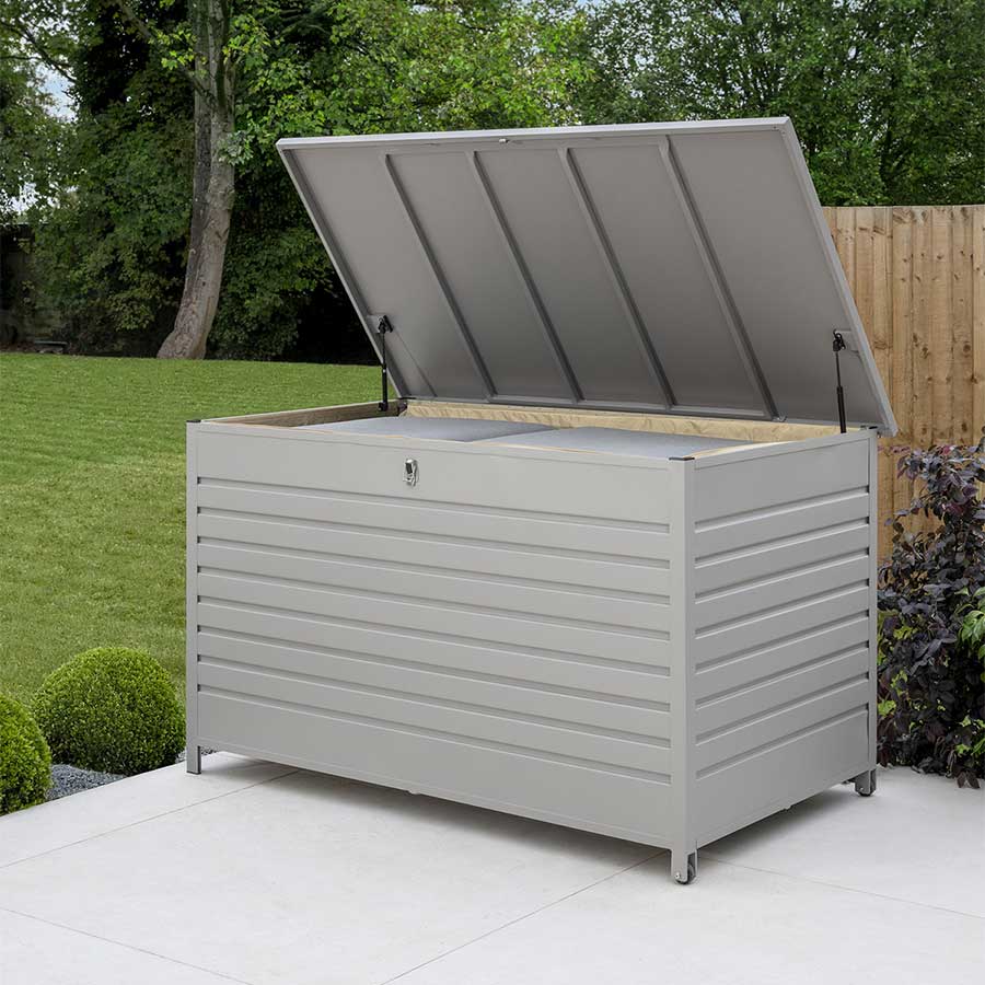 Kettler Pebble aluminium garden storage box with lock for furniture and cushions