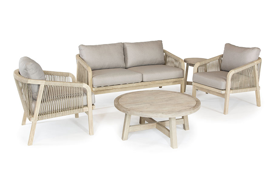 Kettler Cora hardwood garden lounge set with sofa and round coffee table