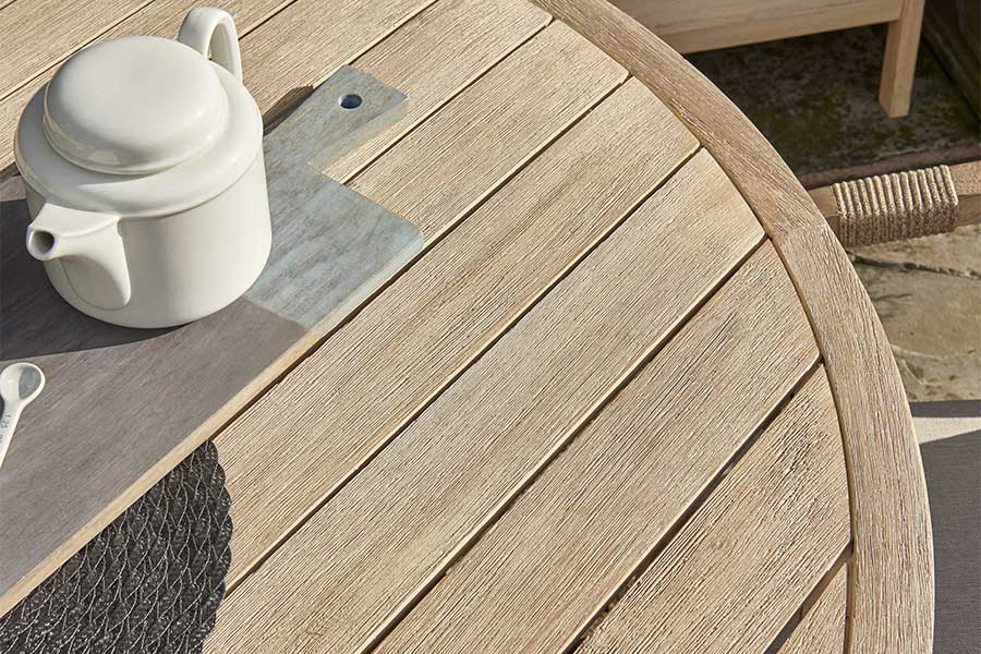 A round Acacia hardwood garden table
