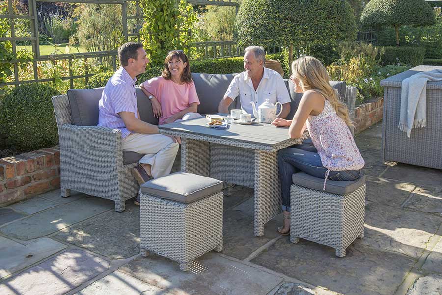 Kettler mini corner dining garden furniture set with table and stools