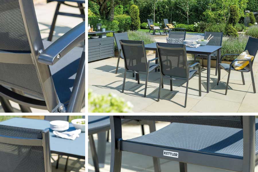 Kettler Surf Active 6 seat metal garden dining set with chairs