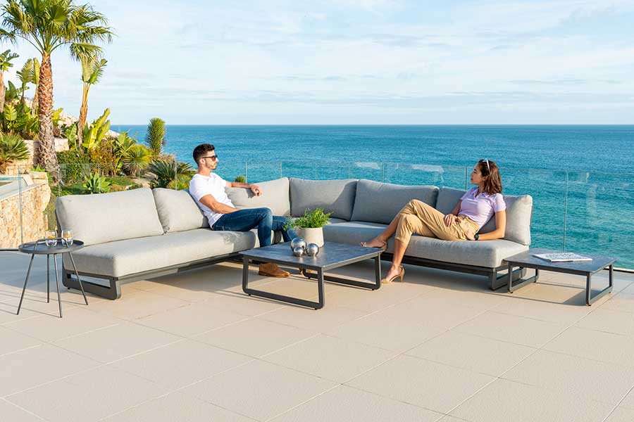 Alexander Rose Rimini modern low garden lounge set with sofas and coffee table